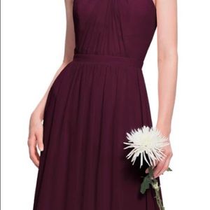 #Levkoff chiffon halter dress in wine